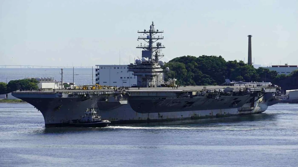 Tàu sân bay Ronald Reagan. Ảnh: KYODO NEWS