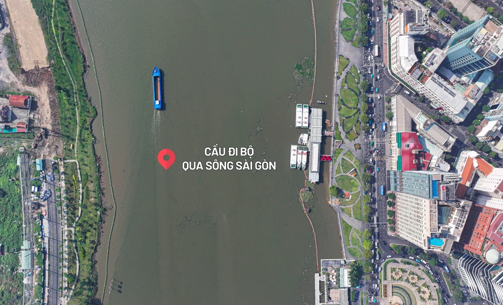 Toàn cảnh khu vực sắp khởi công cầu đi bộ qua sông Sài Gòn trị giá gần 1.000 tỷ