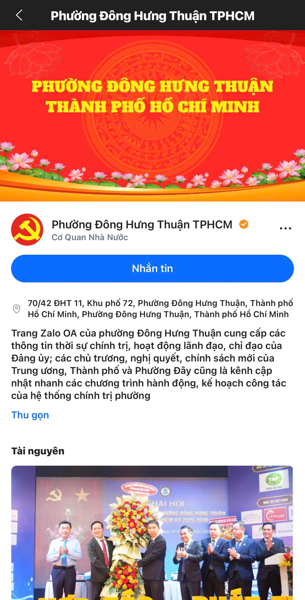 Zalo Phường Đông Hưng Thuận TP.HCM (Official Account).