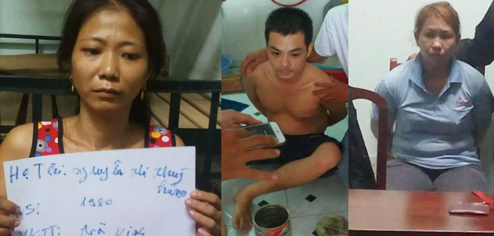 Các nghi can trong đường dây mua bán chất ma túy. Ảnh: Vũ Hội.