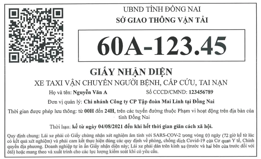 Đồng Nai cấp phép 4 hãng taxi chuyên chở người dân đi bệnh viện ảnh 1