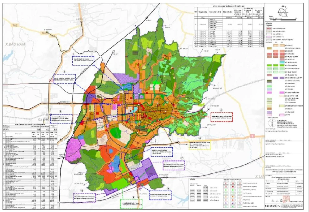 Bản đồ quy hoạch của TP Long Khánh. Ảnh: VH.