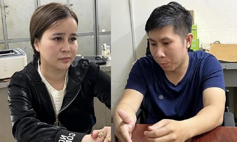 Vợ chồng Nguyễn Thị Cẩm Tuyền (Tố Linh, 31 tuổi) và Trần Đình Hưng (31 tuổi) cầm đầu nhóm tội phạm. Ảnh: CA.