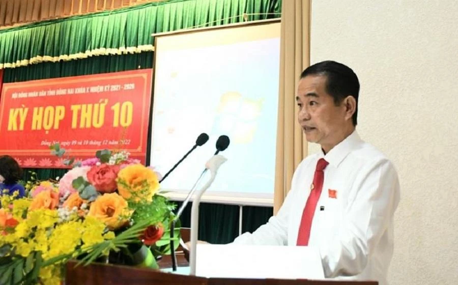 Chủ tịch HĐND tỉnh Đồng Nai Thái Bảo phát biểu khai mạc kỳ họp. Ảnh: Quốc Khánh.