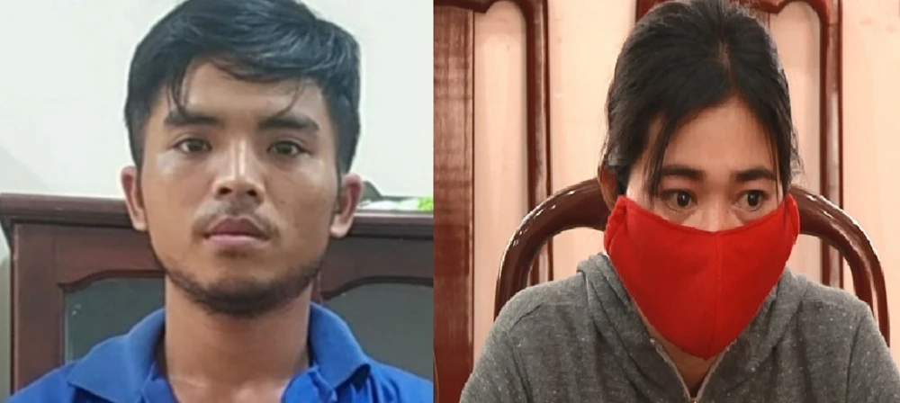 Hai vợ chồng Long khi bị bắt giữ. Ảnh: CAND.