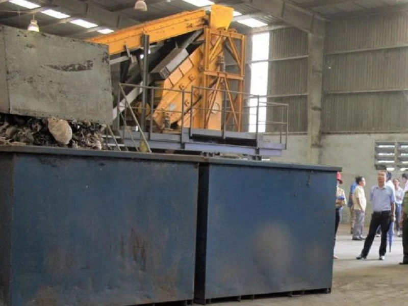 Một trạm xử lý rác trong Khu xử lý rác xã Quang Trung. Ảnh: VH