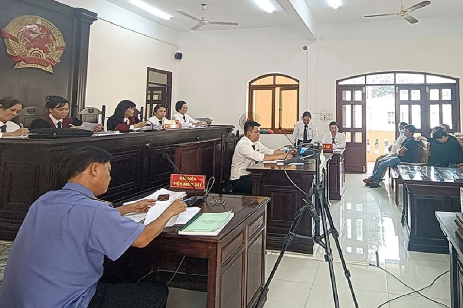 Phiên xét xử trực tuyến. Ảnh: Tố Tâm