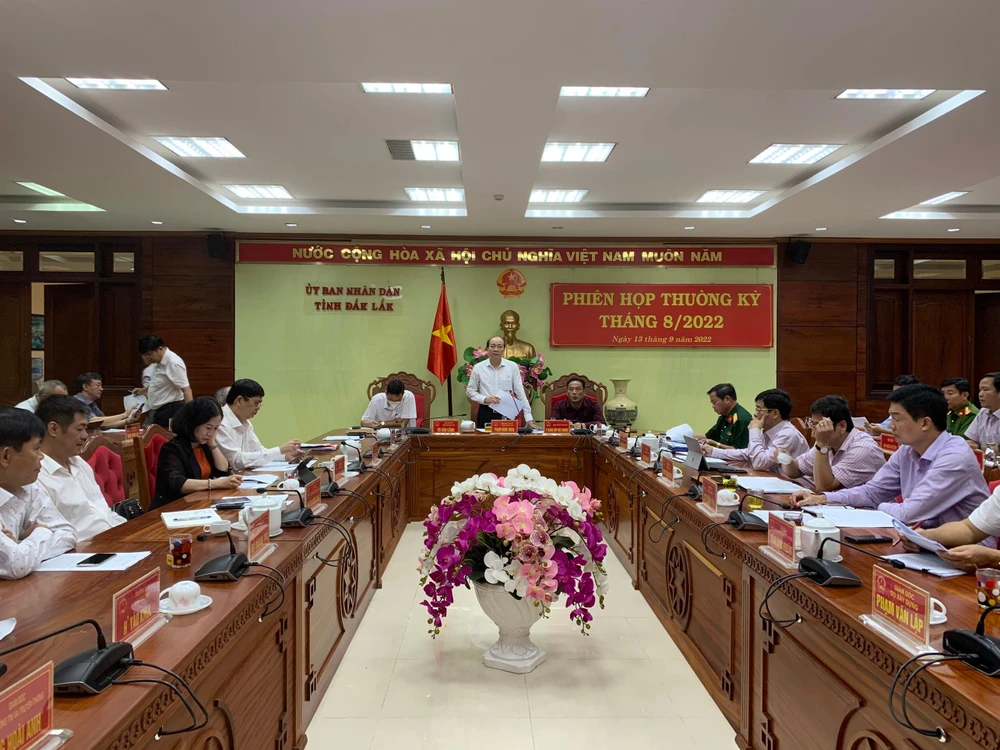Ông Phạm Ngọc Nghị, Chủ tịch UBND tỉnh Đắk Lắk phát biểu tại phiên họp. Ảnh: LX
