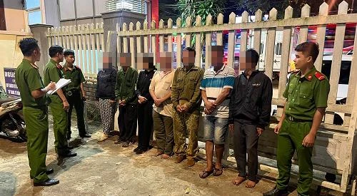 Tạm giữ hình sự bảy người. Ảnh: Công an cung cấp
