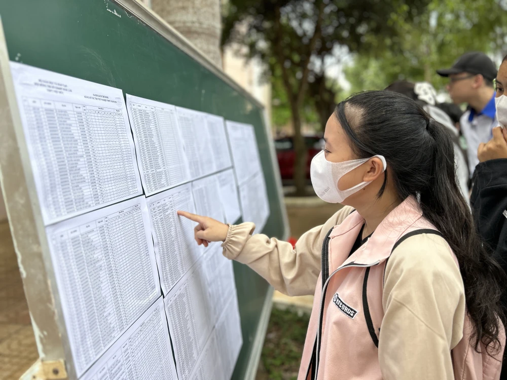 Học sinh đến điểm thi tại trường THPT Việt Đức, xã Ea Tiêu, huyện Cư Kuin. Ảnh: VŨ LONG