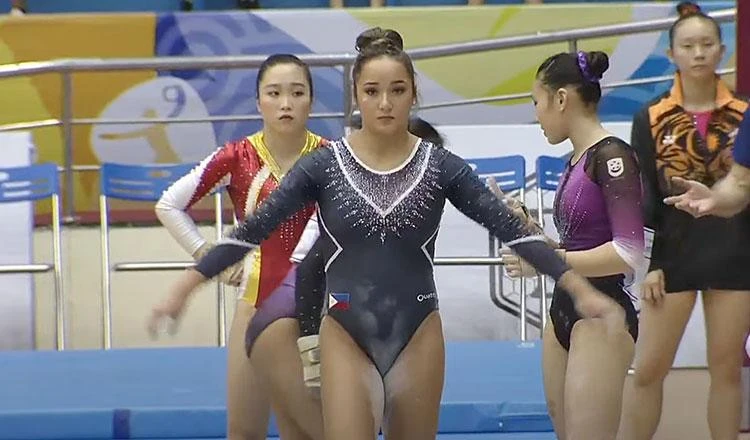 Aleah Finnegan mang về cho Philippines hai HCV tại SEA Games 31. Philippines rất mạnh ở nhóm môn thể dục. Ảnh: Phi. Star.