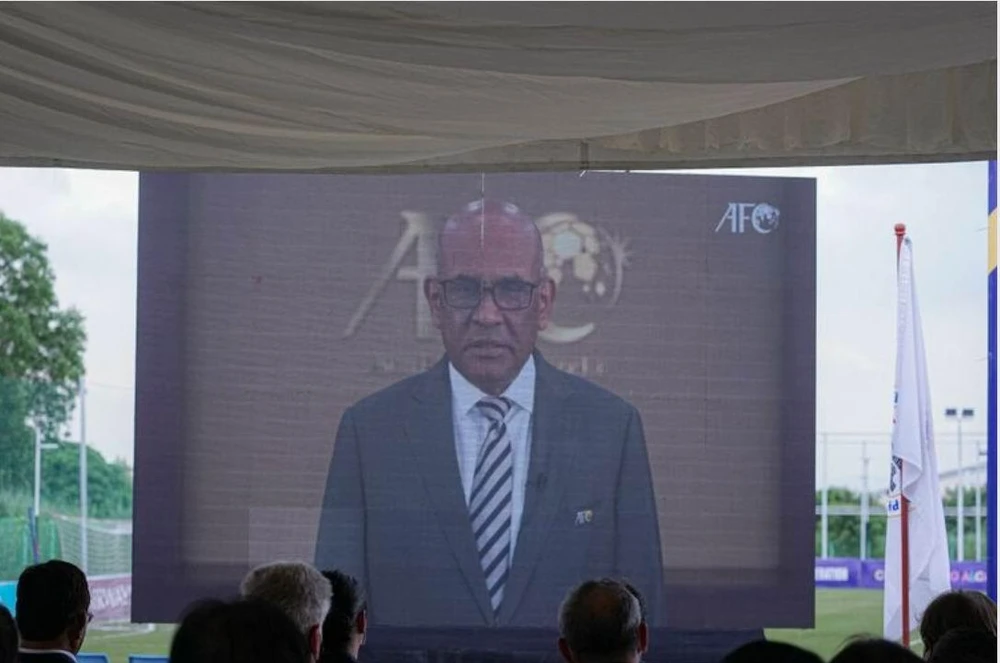 Tổng thư ký AFC Windsor John cũng có bài phát biểu chúc mừng và hy vọng. Ảnh: AFC