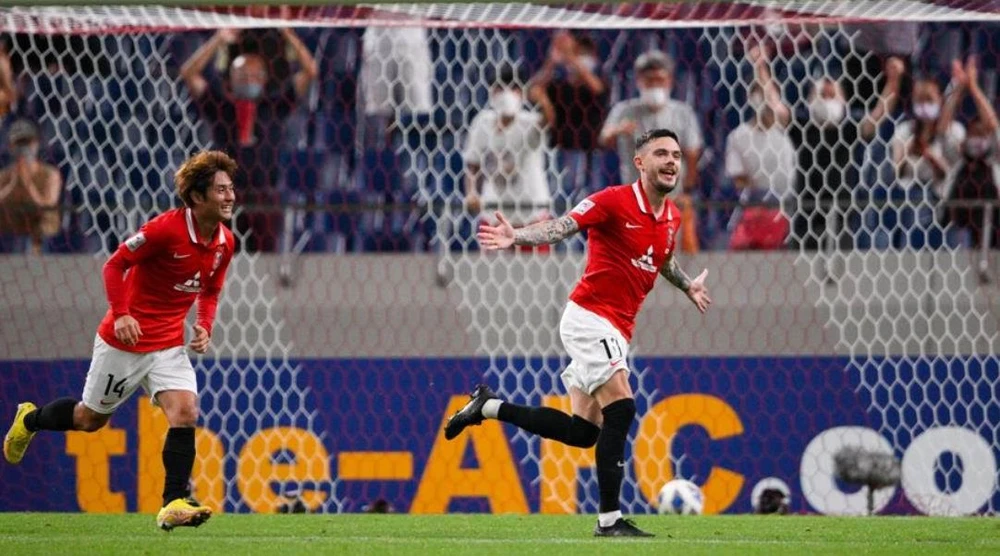 Ngoại binh Karlson mở điểm cho Urawa Red Diamonds ở phút 32. Ảnh: AFC