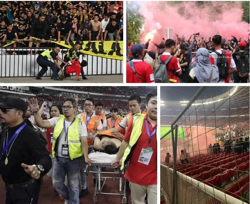 Cảnh kinh khủng khi hai đội trẻ Indonesia và Malaysia đá chung kết và phần thắng nghiêng về Malaysia. Ảnh: NST Cảnh kinh khủng khi hai đội trẻ Indonesia và Malaysia đá chung kết và phần thắng nghiêng về Malaysia. Ảnh: NST