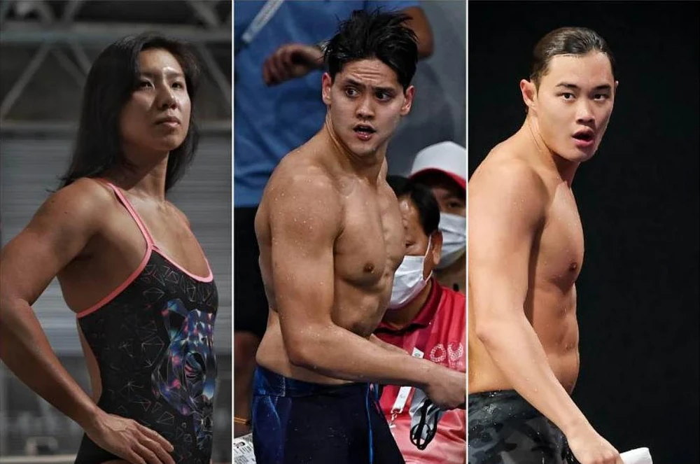Từ trái qua: Amanda Lim, Joseph Schooling và Teong Tezn Wei. Ảnh: ST