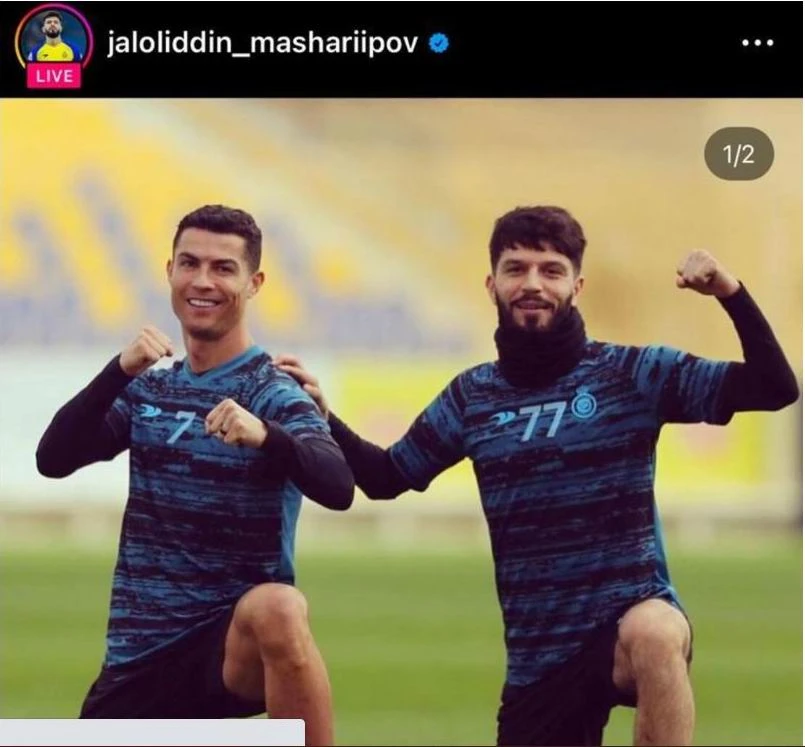 Masharipov đăng hình ảnh để phân trần anh không giành số 7 với Ronaldo trên trang xã hội của mình. Ảnh: K.T