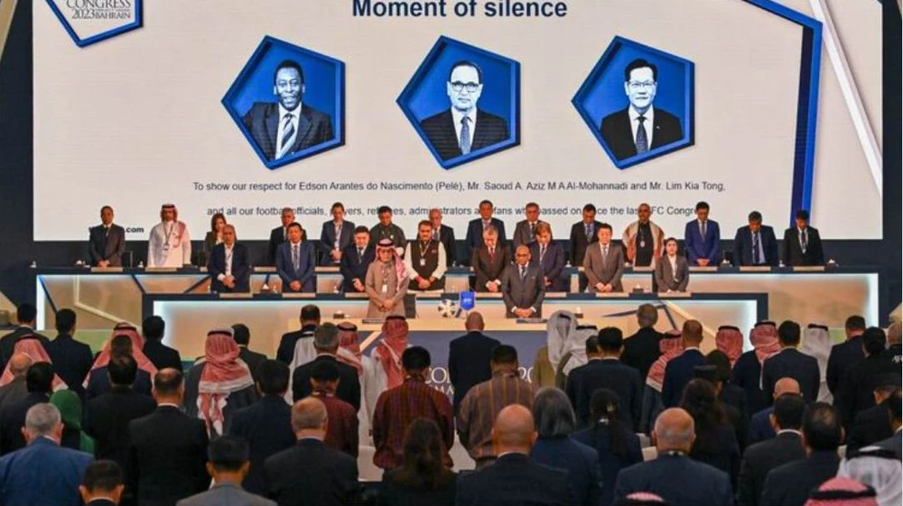 Đại hội AFC dành một phút mặc niệm vua bóng đá Pele và những lãnh đạo bóng đá qua đời gần đây. Ảnh: AFC