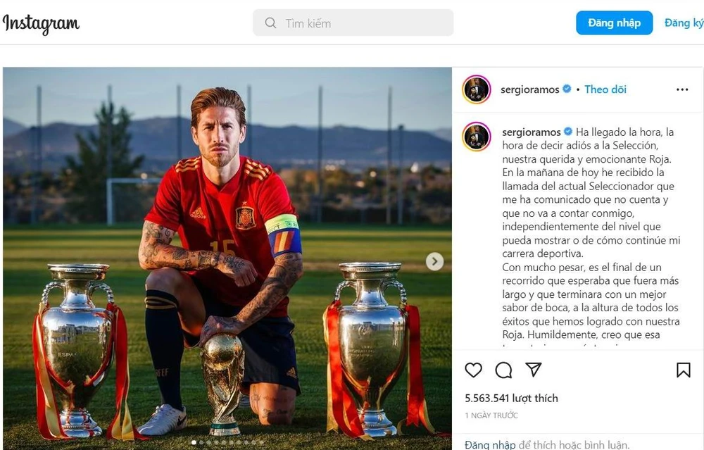 Ramos có đầy đủ danh hiệu tập thể cấp đội tuyển lẫn CLB rất đồ sộ. Ảnh: Instagram.
