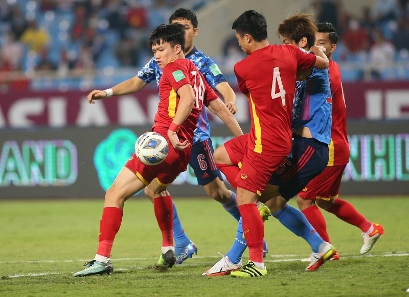 Tuyển Nhật từng thắng khó tuyển Việt Nam hồi tứ kết Asian Cup 2019. Ảnh: CTP