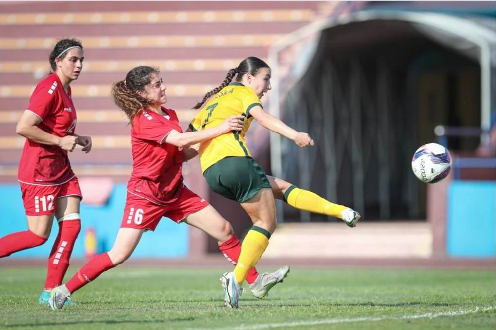 Trận trước đó, Úc đánh bại Lebanon 5-0. Ảnh: CTP