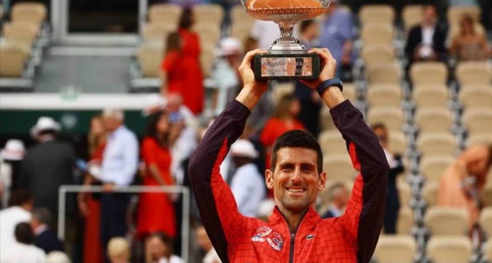 23 Grand Slam của Djokovic gồm 3 Pháp mở rộng, 3 Mỹ mở rộng, 7 Wimbledon và 10 Úc mở rộng. Ảnh: AFP