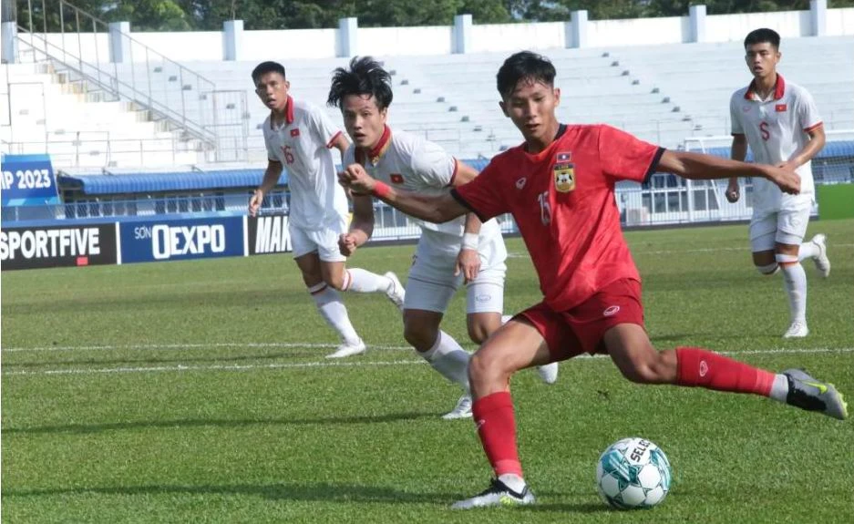 Lào có bàn san bằng 1-1 phút 52 do công Thipphachan. Ảnh: Thể thao 247.