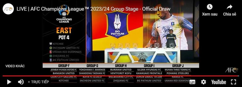 Hà Nội ở bảng J cùng với nhà đương kim vô địch Urawa Red Diamonds, Wuhan Three Towns và Pohang Steelers.