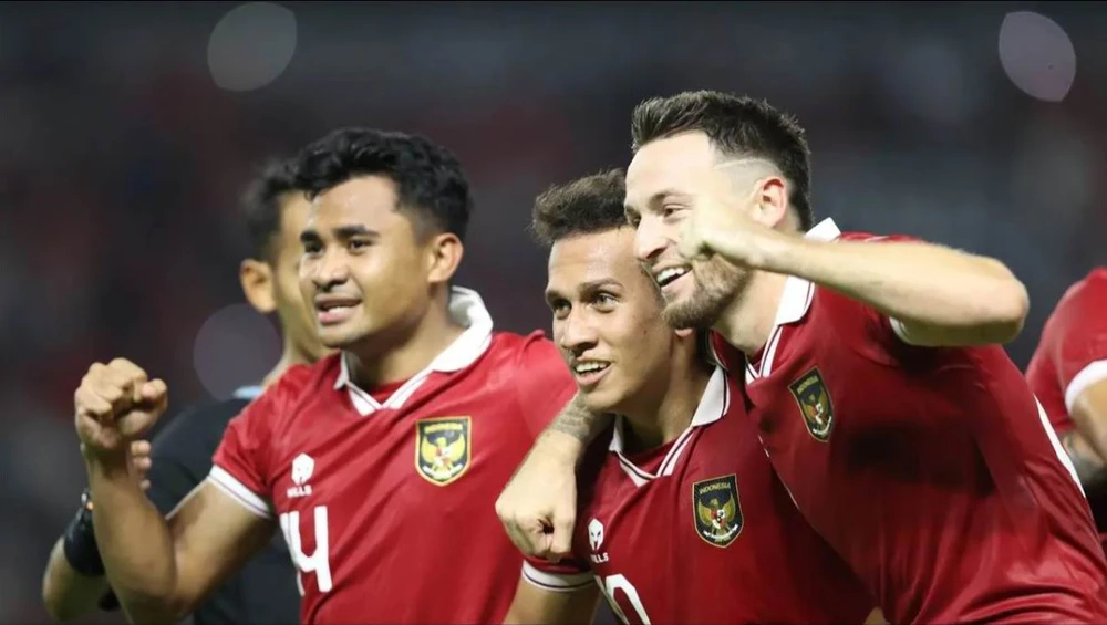Egy Maulana (giữa) góp một trong hai bàn thắng cho Indonesia. Ảnh: CTP