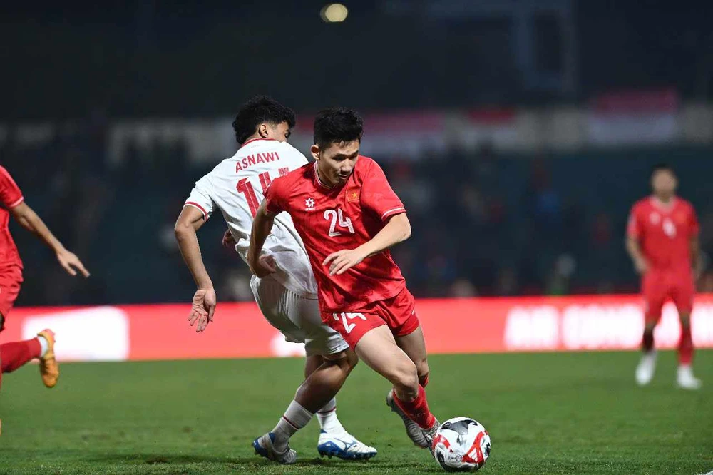 Tuyển Indonesia trong trận thua Việt Nam tại Việt Trì ở bảng B, AFF Cup 2024. Ảnh:A.THỊNH