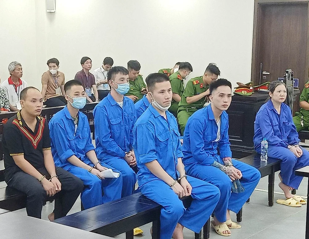 Các bị cáo tại phiên tòa. Ảnh: CTV Các bị cáo tại phiên tòa. Ảnh: CTV