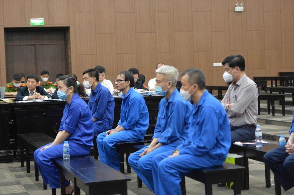 Các bị cáo tại phiên tòa. Ảnh: CTV