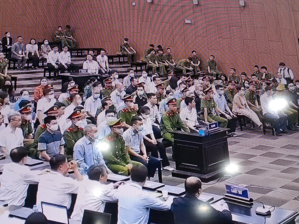 Các bị cáo tại phiên tòa