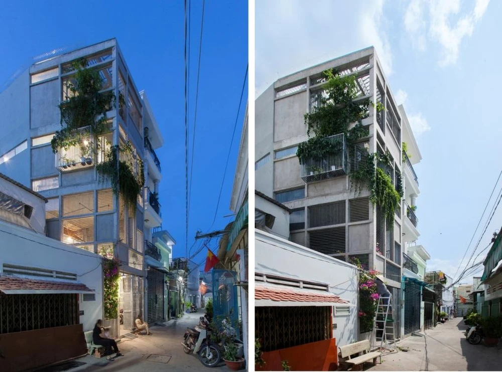 Công trình k59 home and atelier đã mọc lên giữa những tòa nhà cao tầng dọc đường Huỳnh Tấn Phát,TP.HCM.