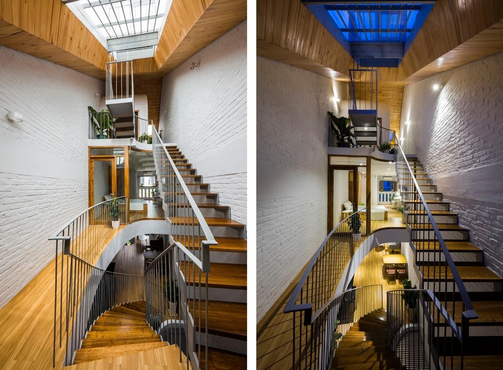 Từ khu vực cầu thang, các thành viên có thể quan sát tất cả không gian nhà.