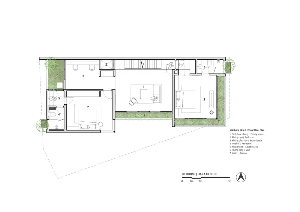 Mặt bằng tầng ba.