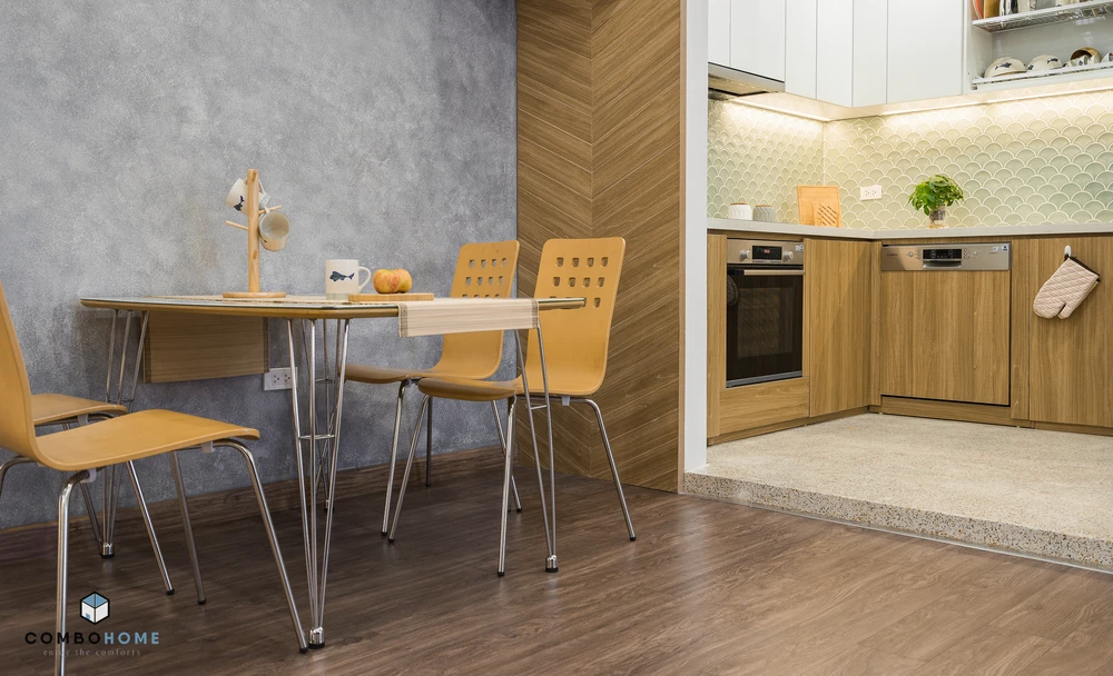 Căn hộ 85 m² được cải tạo lại toàn bộ, thay đổi vị trí sử dụng bếp, thêm phòng ngủ cho em bé cạnh cửa sổ.