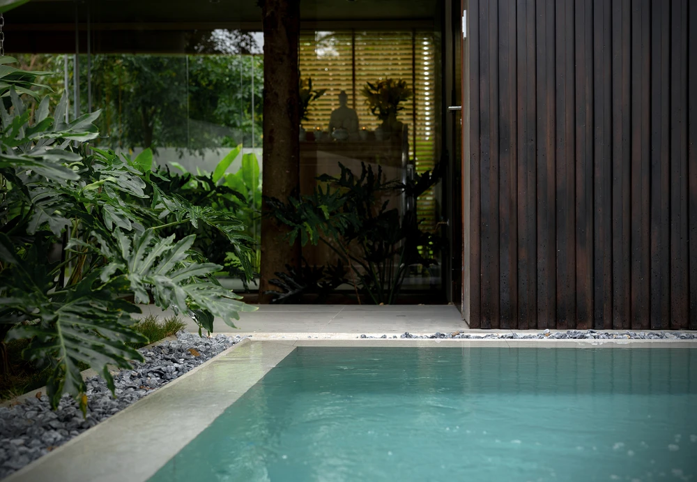 Mặt bằng tầng một được thiết kế với hình thức đơn giản nhất có thể.