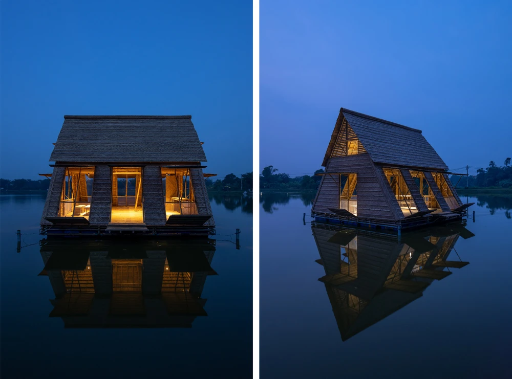 Công trình được ghép với nhau đơn giản bằng chốt và dây buộc.