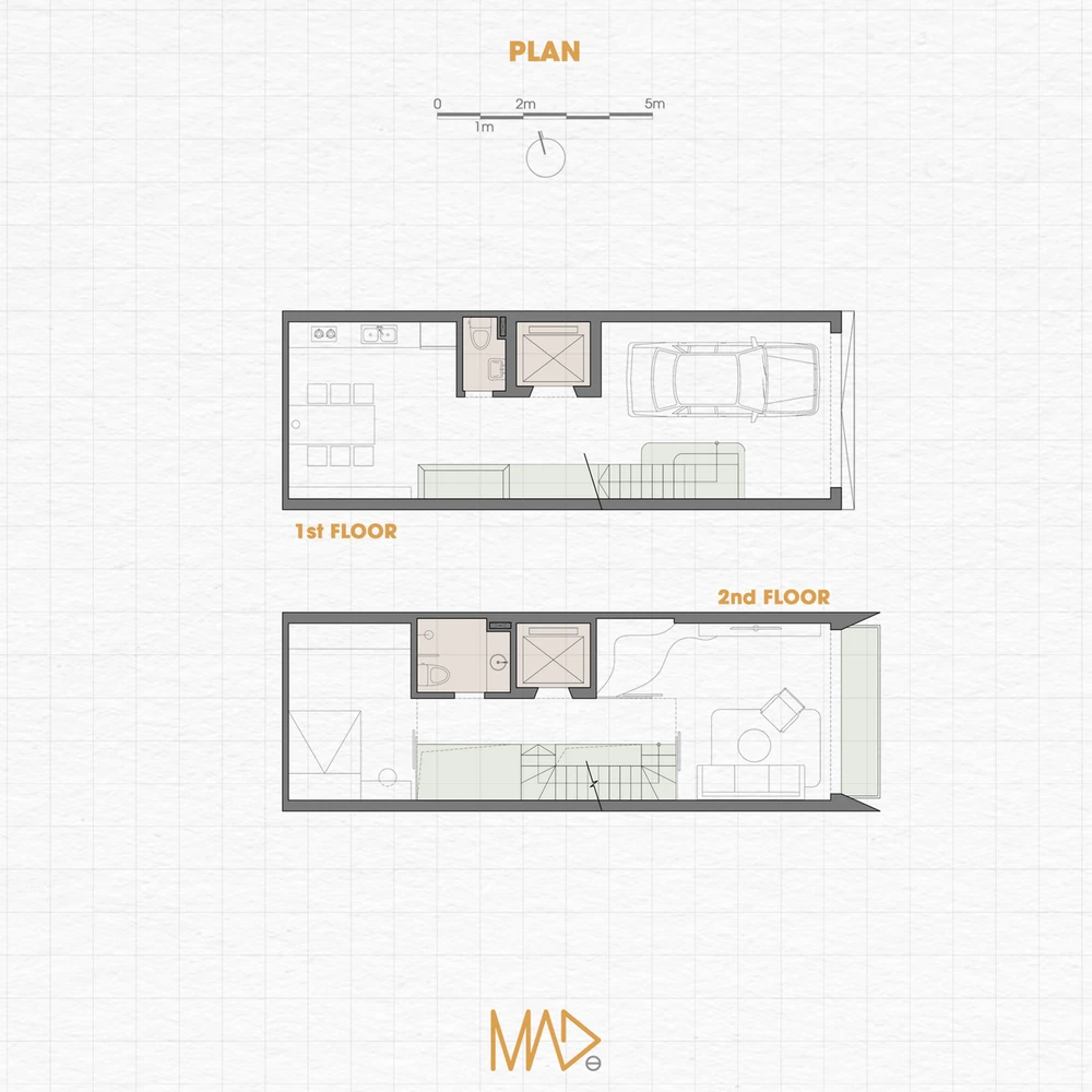 Mặt bằng tầng một và tầng hai.