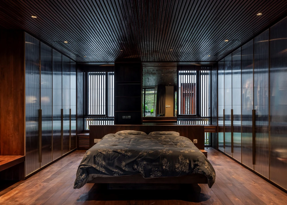 Kiến trúc sư sử dụng tông màu gỗ cho không gian nghỉ ngơi.