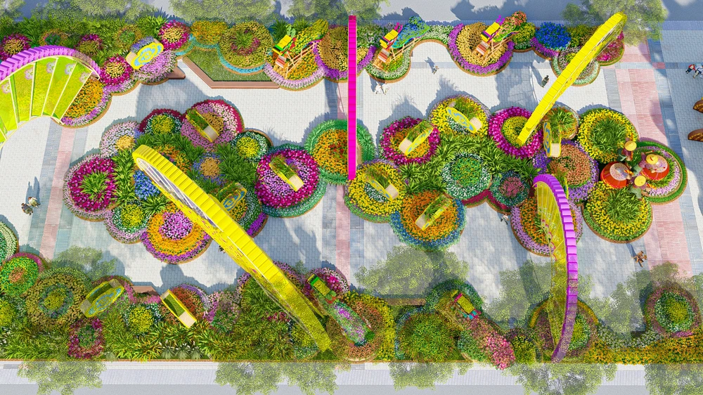 Đường hoa Nguyễn Huệ tết Giáp Thìn 2024 với chủ đề “Xuân yêu thương, Tết sum vầy”.