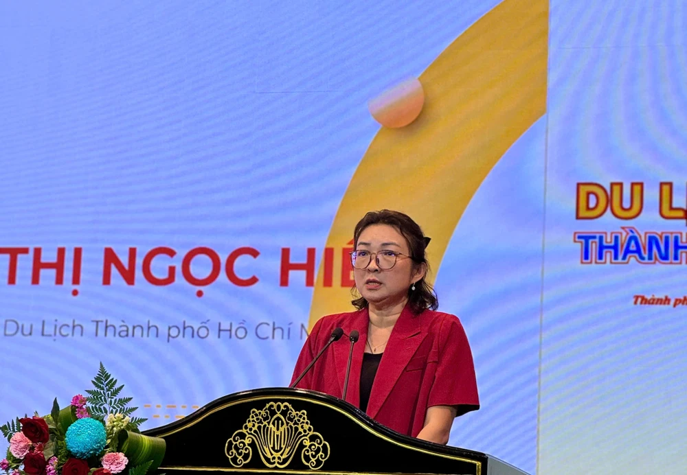 Bà Bùi Thị Ngọc Hiếu, Phó Giám đốc Sở Du lịch TP.HCM phát biểu tại họp báo. Ảnh: TT.