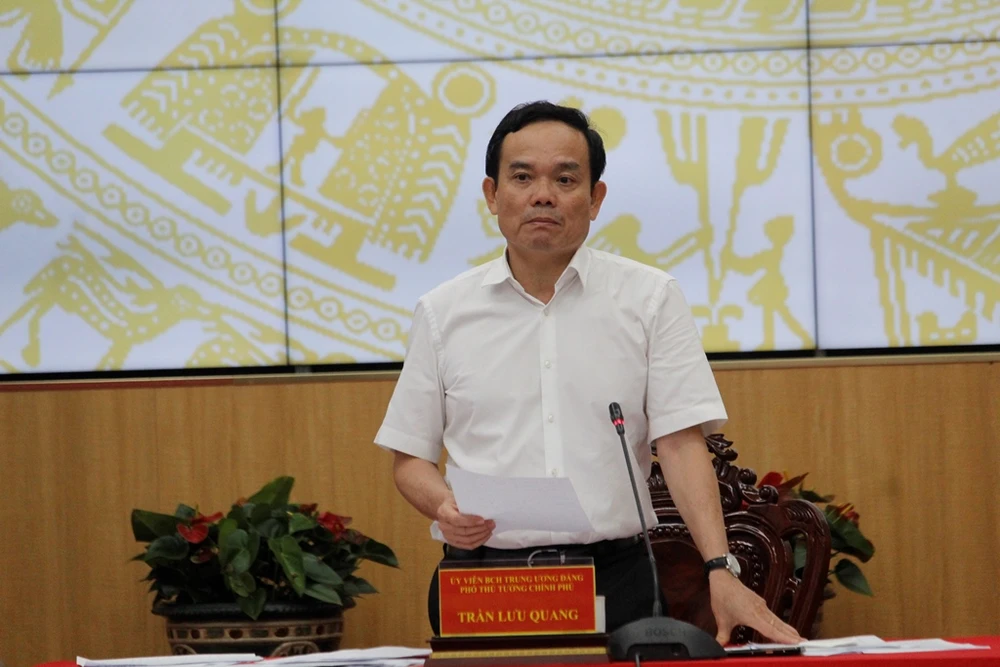 Phó Thủ tướng Trần Lưu Quang phát biểu kết luận hội nghị chiều 28-6. Ảnh: NHẪN NAM