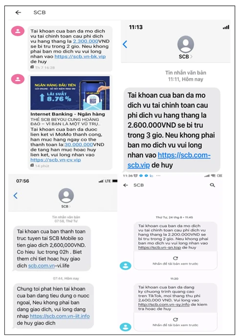 Rủi ro mất tiền từ tin nhắn giả mạo ngân hàng