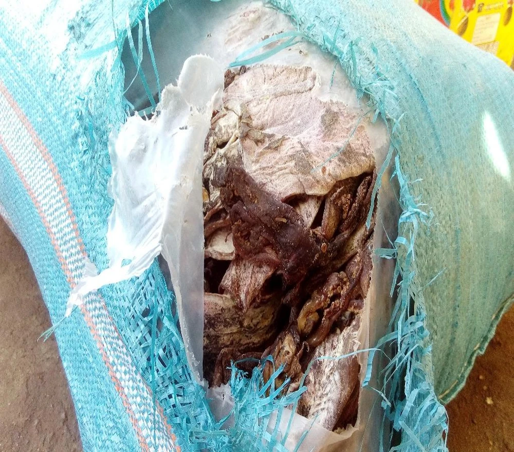 Mực không rõ nguồn gốc bốc mùi hôi thối. 