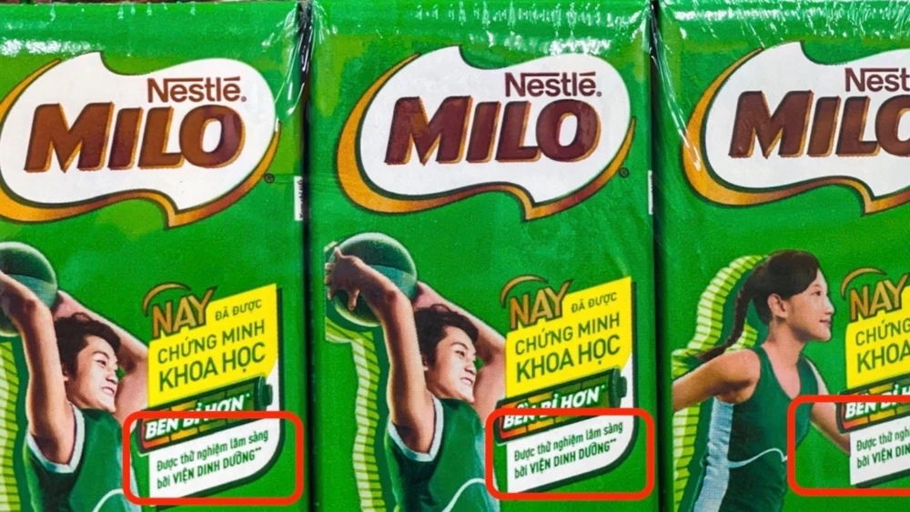 bao bì sữa milo gắn tên viện dinh dưỡng