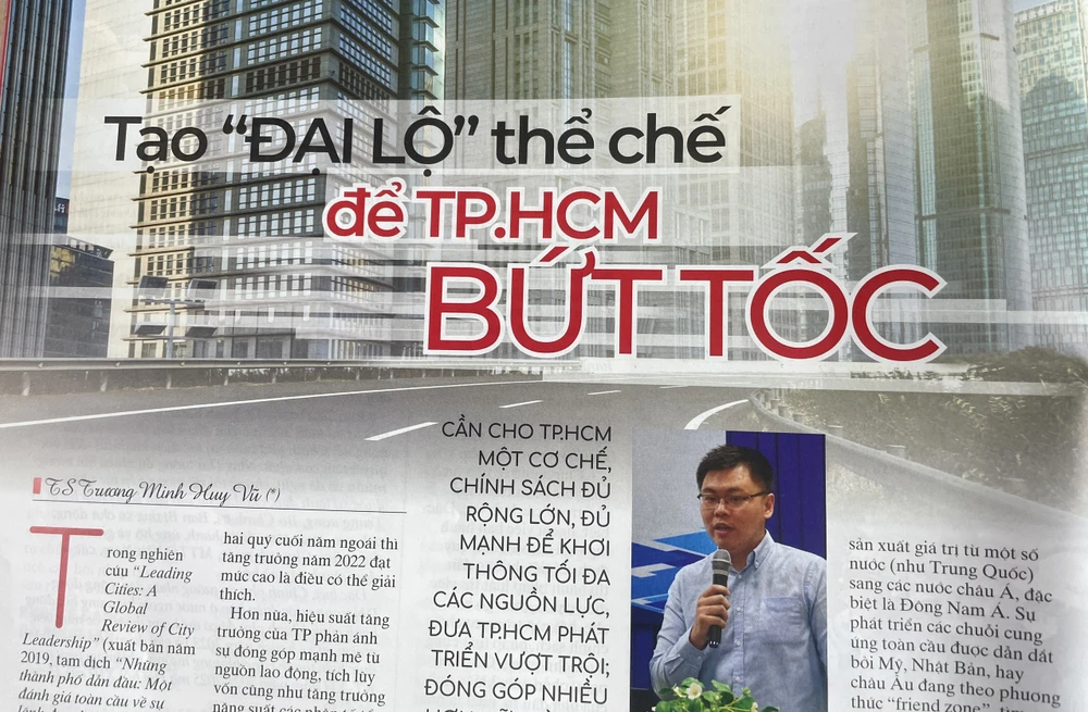 TS Trương Minh Huy Vũ với bài "Tạo đại lộ để TP.HCM bứt tốc" TS Trương Minh Huy Vũ với bài "Tạo đại lộ để TP.HCM bứt tốc"