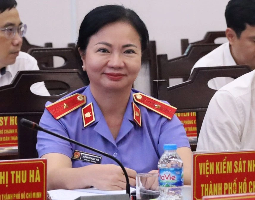 Phó viện trưởng VKSND TP.HCM Huỳnh Thị Ngọc Hoa tại hội nghị. Ảnh: SONG MAI