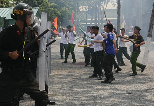 Xem cảnh sát cơ động Bình Dương trình diễn võ thuật ảnh 4