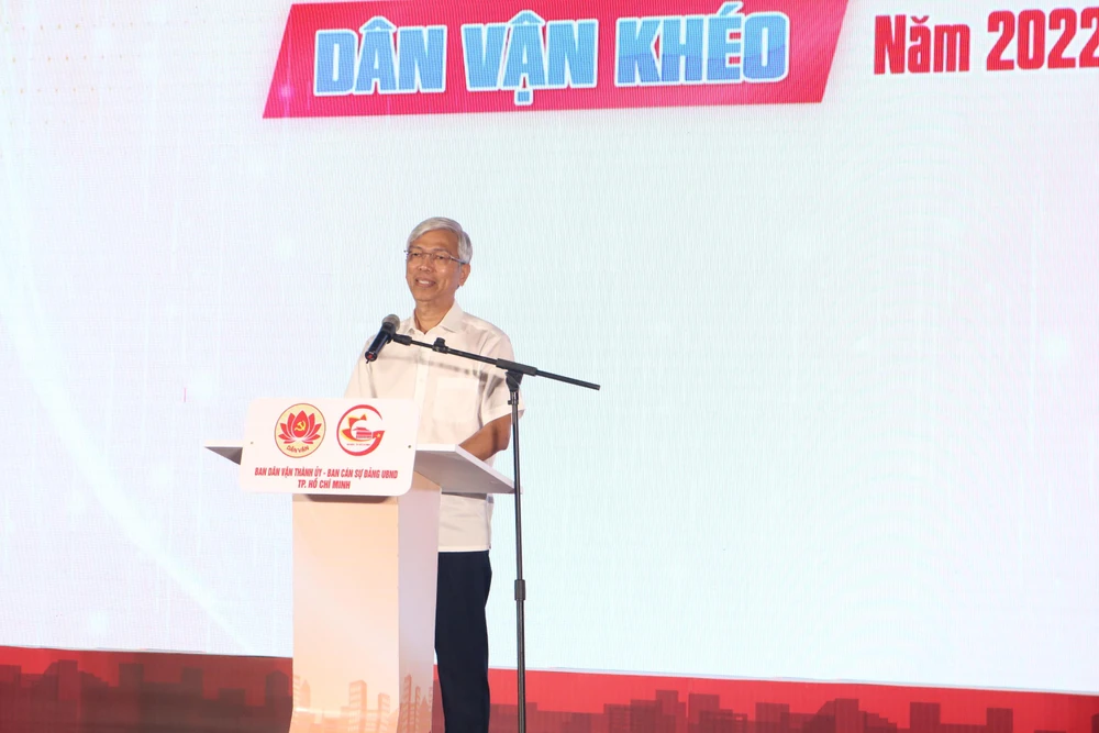 Phó Chủ tịch UBND TP.HCM Võ Văn Hoan phát biểu tại hội thi. Ảnh: THÚY NHI